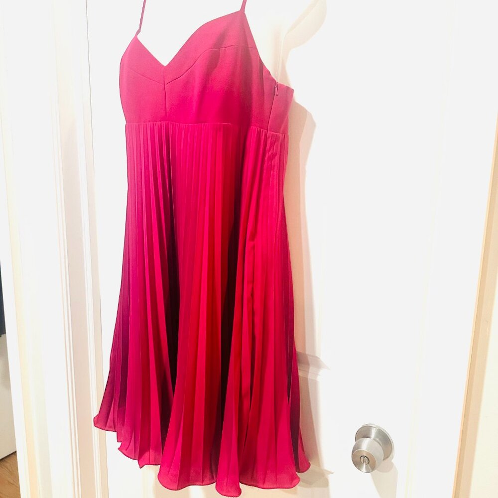 H&M Raspberry Spaghetti Strap Pleated Dress, Size… - image 3